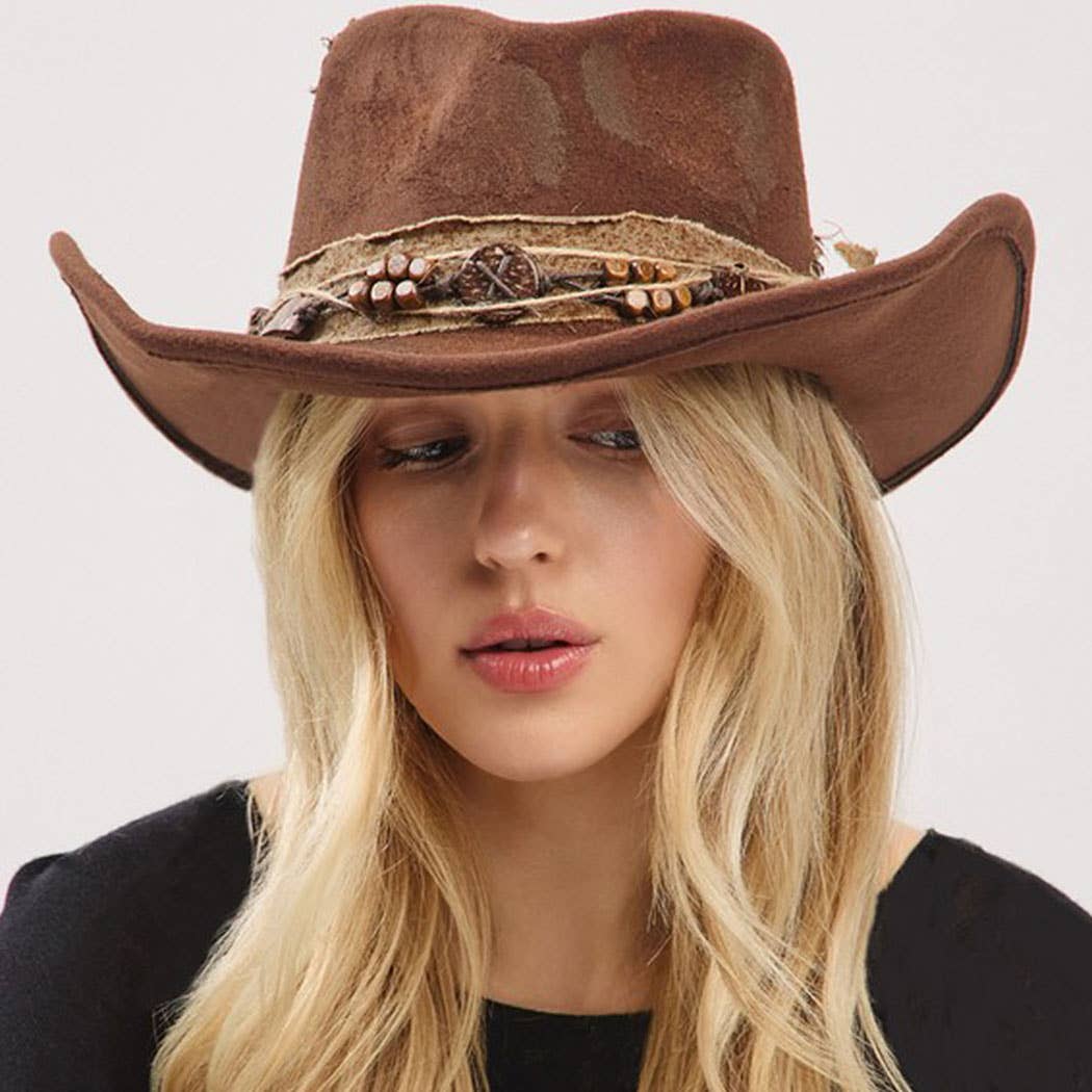 Shapeable Cowgirl Hat with Feather – Brown