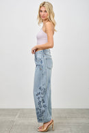 High Rise Embroidered Barrel Jeans