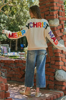 Rainbow Graphic Lettering Oversized Knit Sweater