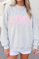 STATE Letter Print Mock Neck Pullover Sweatshirt | S-XL