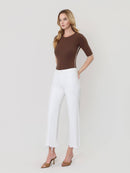 High Rise Raw Hem Crop Wide Leg Jeans