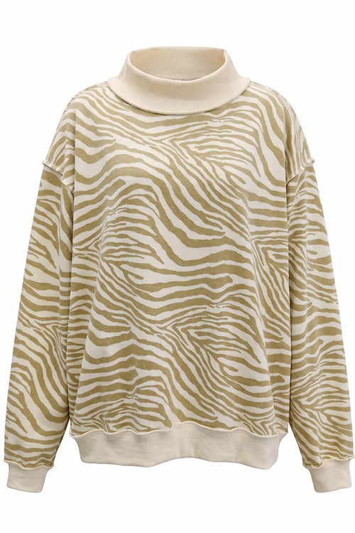 Zebra Mock Neck Sweatshirt