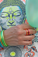 Single Thai Buddhist Temple Rings, Rush, Colorful Kumlai