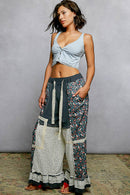 Double Gauze Ruffle Wide Leg Pants