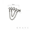 MULTI ROUND CZ DANGLE CHAIN TOP 316L SURGICAL STEEL THREADLE