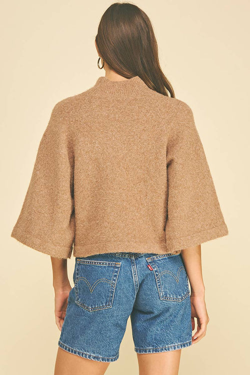 Wide Sleeve Mock Neck Sweater