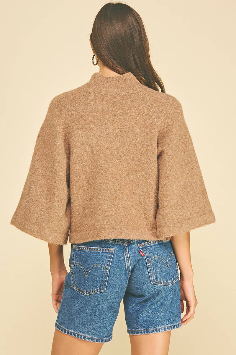 Wide Sleeve Mock Neck Sweater