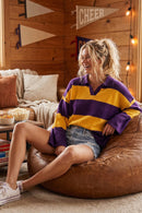 Oversized Gameday Rugby Stripe Sweater