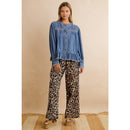Leopard Pull-On Wide Leg Pants