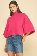 Wide Sleeve Mock Neck Sweater