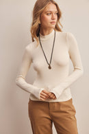 Stretch Ribbed Mock Neck Top FT0063
