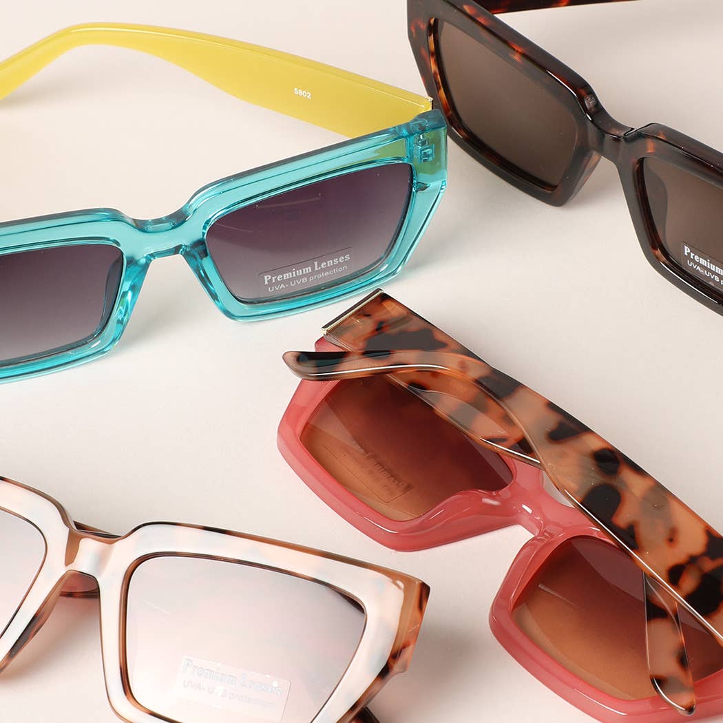 Retro Chunky Rectangle Frame Sunglasses