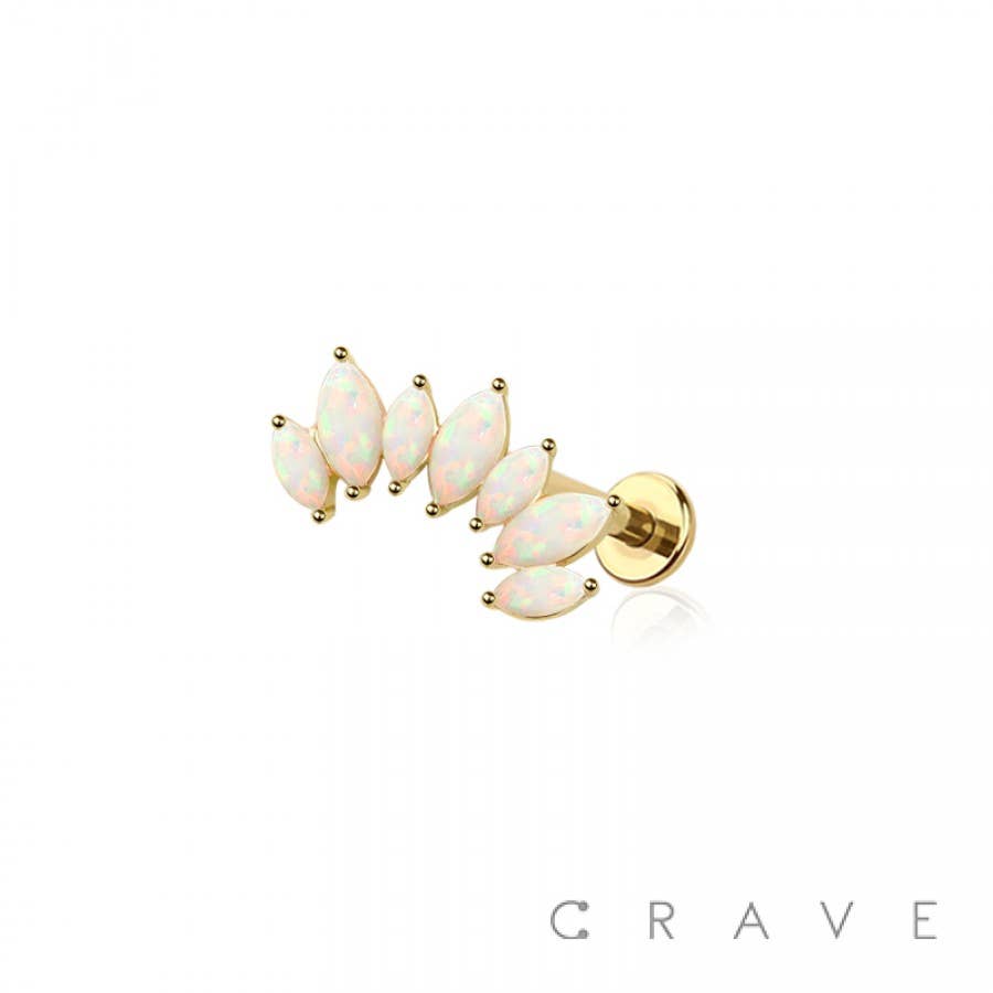 MULTI MARQUISE OPAL INTERNALLY THREADED 316L SURGICAL STEEL