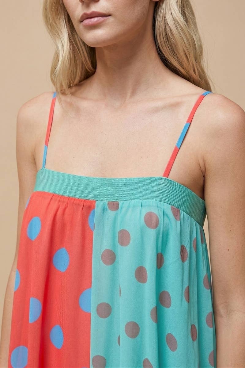 Polka Dot Chiffon Maxi Dress