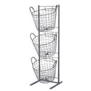 Gray Metal 3-Tier Wire Basket Display Stand
