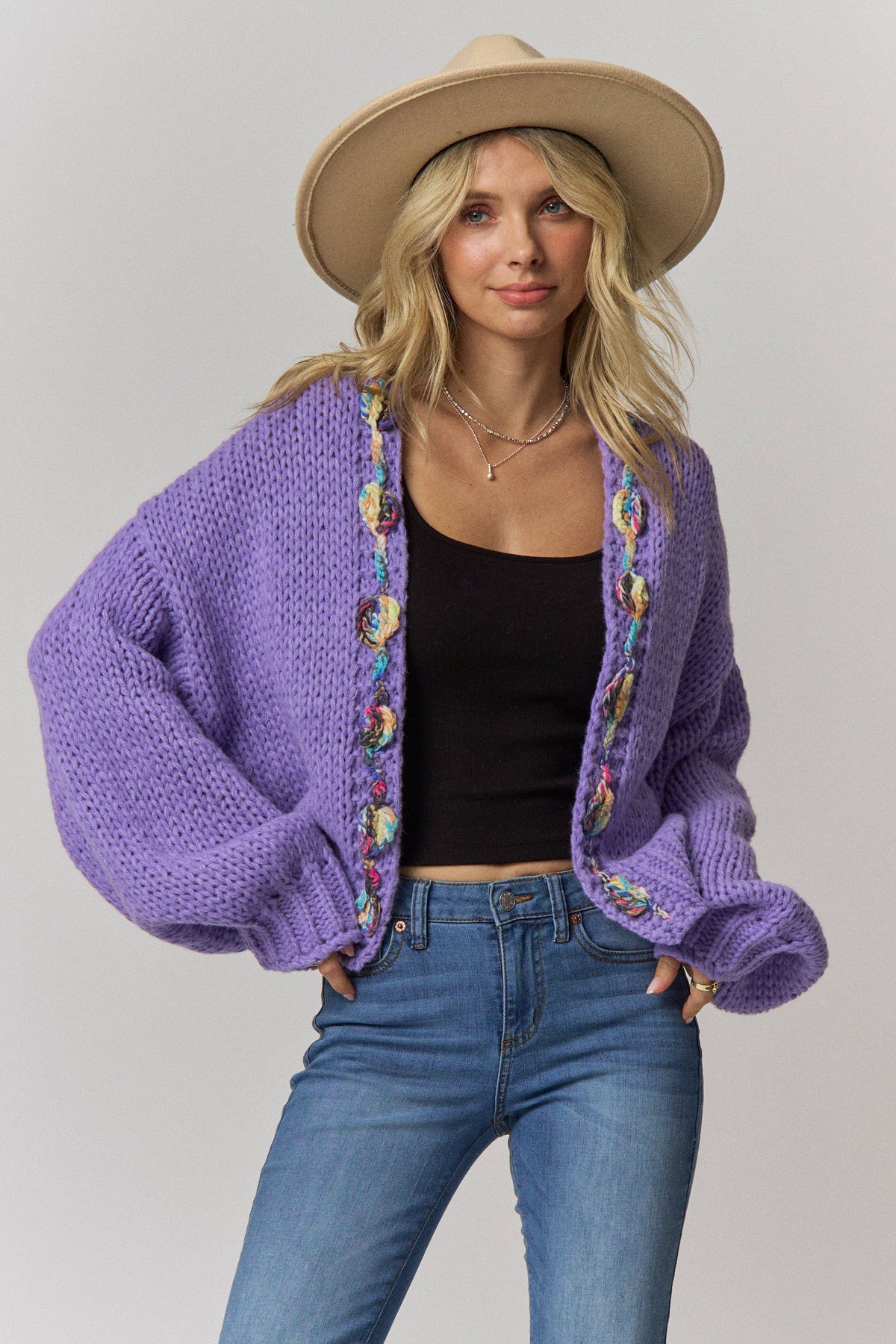 The Mabel Chunky Cardigan – Lavender