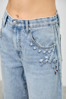High Rise Embroidered Barrel Jeans