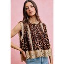 Leopard Pleated Sleeveless Blouse