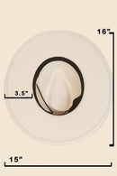 Leopard Strap Flat Brim Fedora Hat
