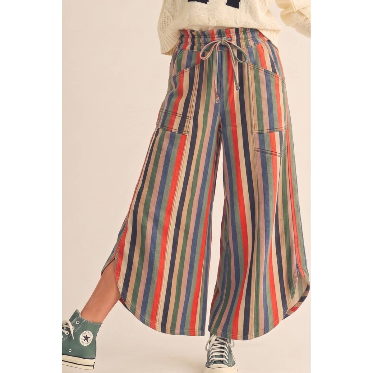 Stripe Tulip Denim Pants